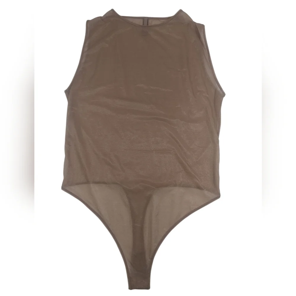 Skims Jelly Sheer Crewneck Thong Bodysuit Sleeveless Shapewear Sienna Size 4x